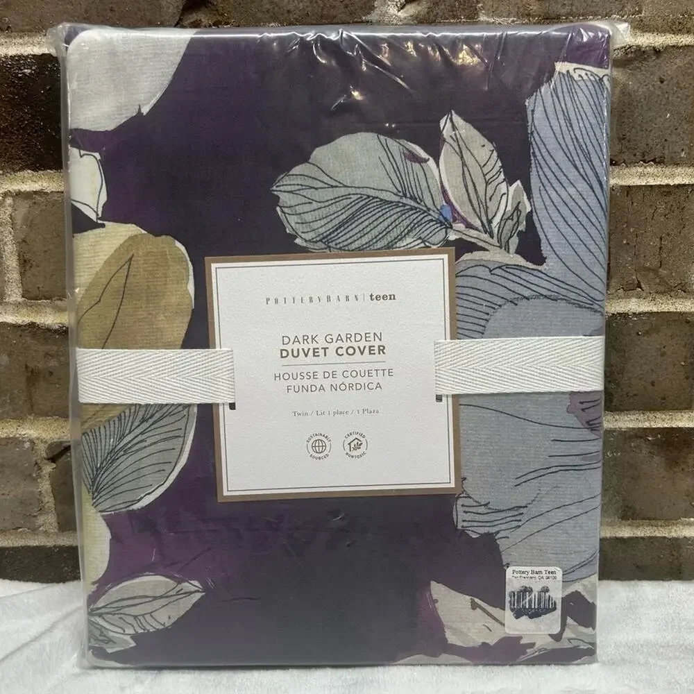 Pottery Barn Teen Dark Garden Duvet Cover Purple Floral Print Twin Size NIP NEW
